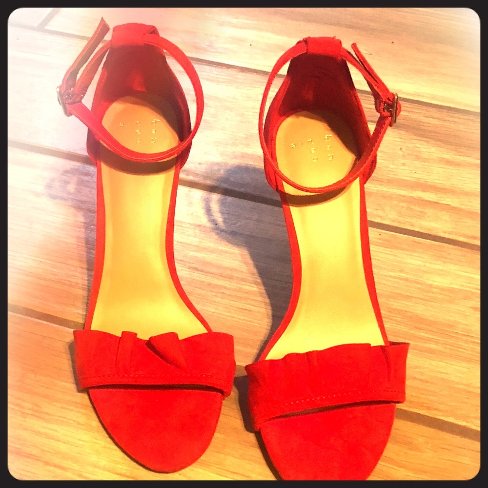 Red ankle strap heels